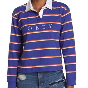 Obey Blue Striped Long Sleeve Shirt